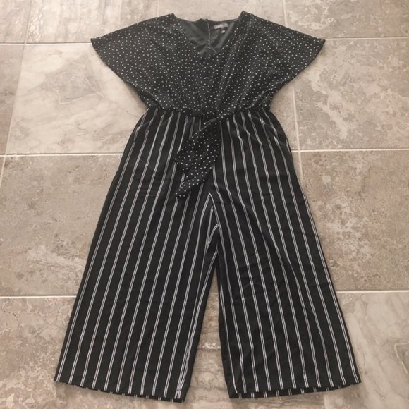 Luxology Jumpsuit Tie-Front Stripe & Polka Dot Print Plus Size 14 NWT - Picture 12 of 13
